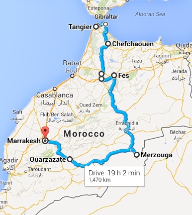 Our route in Morocco